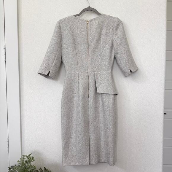 THE FOLD Eaton Tweed Dress Gray Wool Blend Midi Peplum US 2 Kate Middleton EUC - Picture 6 of 12